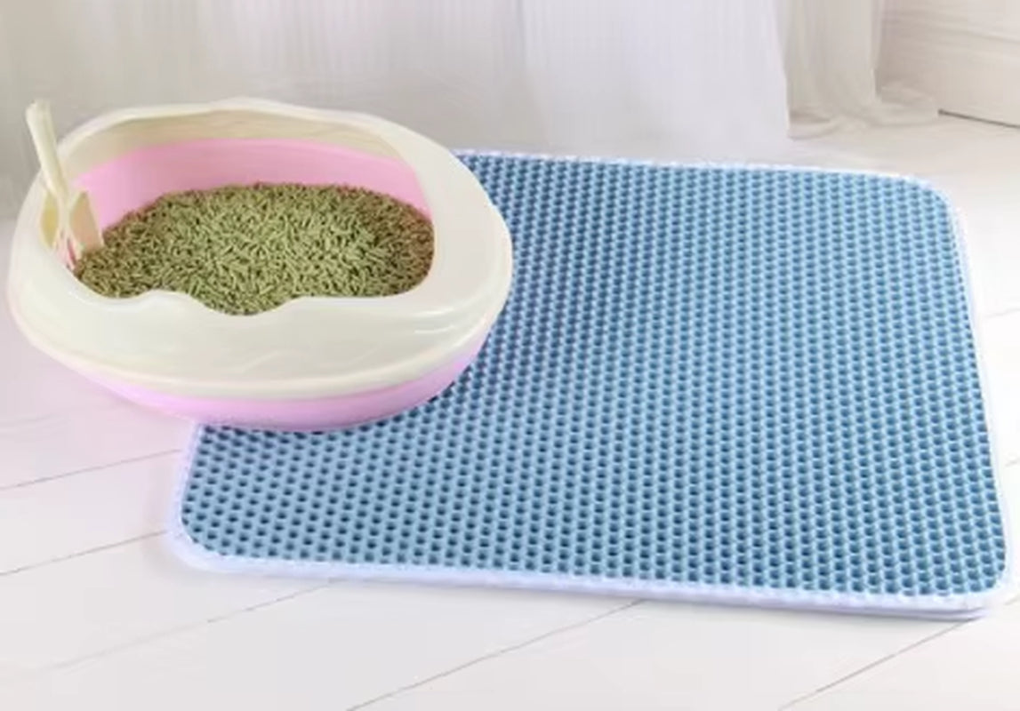 Cat Litter Mat Waterproof Urine Proof Kitty Litter Mat Honeycomb Double Layer Litter Box Mat Skidproof Soft EVA Cat Litter Mat