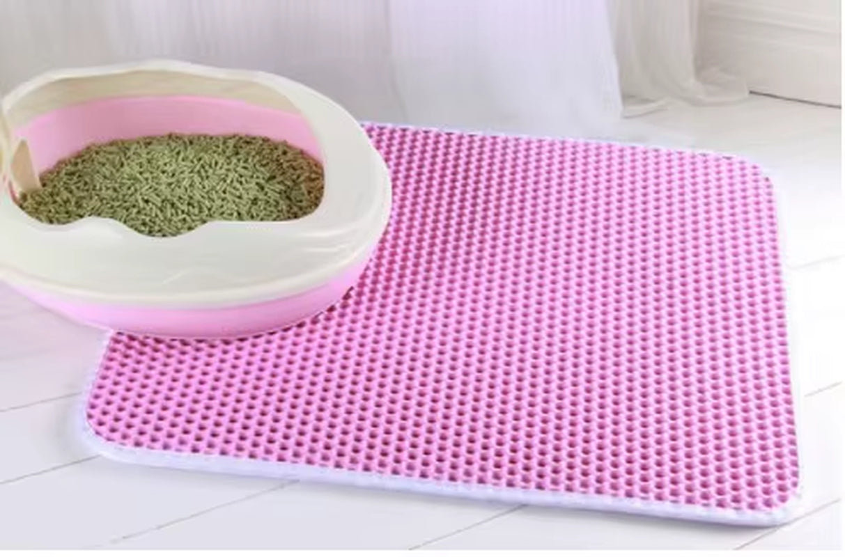 Cat Litter Mat Waterproof Urine Proof Kitty Litter Mat Honeycomb Double Layer Litter Box Mat Skidproof Soft EVA Cat Litter Mat